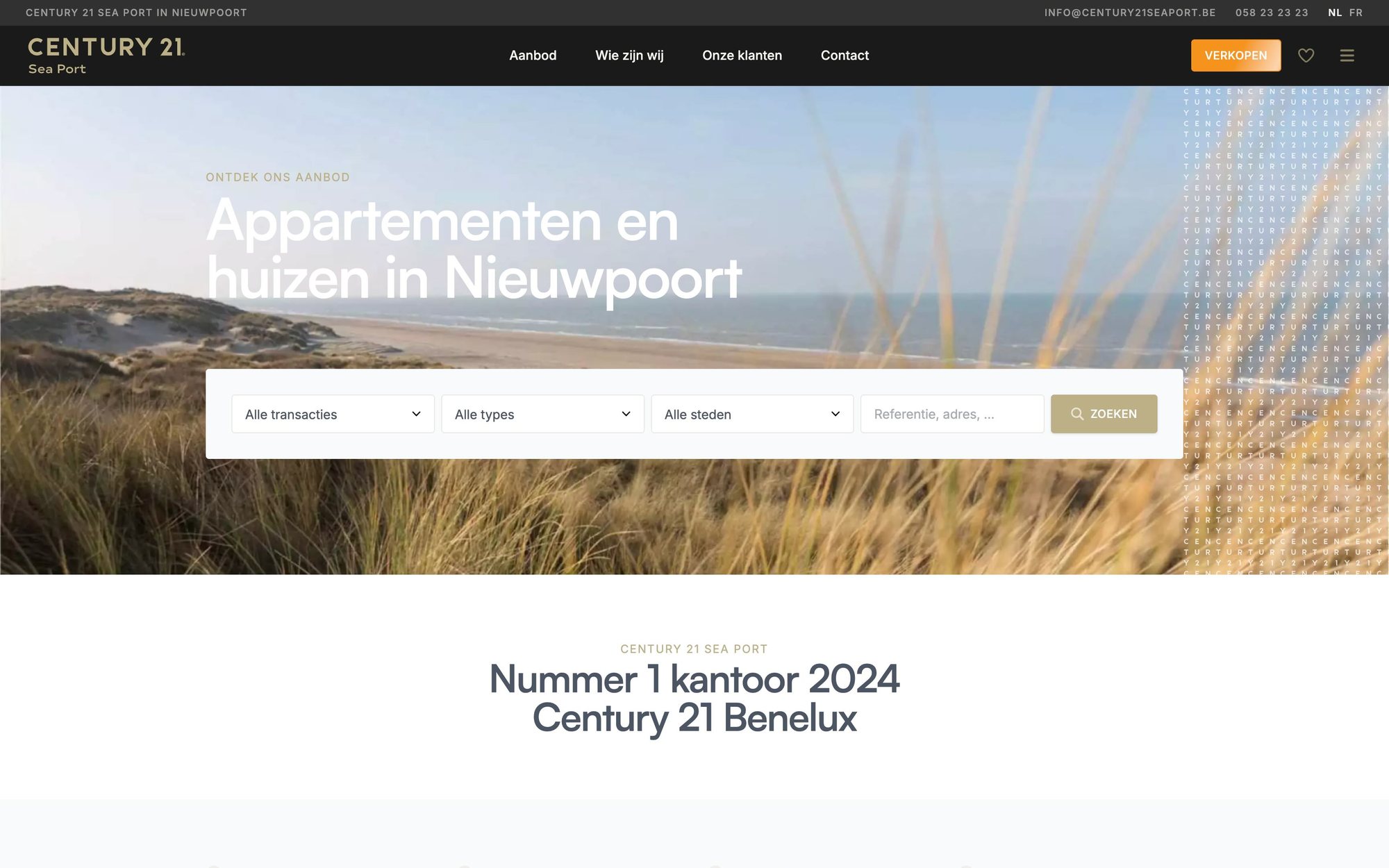 Página inicial do website da Century 21 Sea Port com pesquisa de imóveis